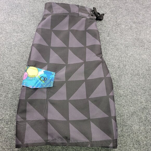 Op Ocean Pacific Board Shorts 34 Black Blue Pink Geometric Print 90s Vintage - Picture 6 of 11